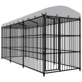 Dog Kennel Black and White Steel, Polyethylene Large Durable